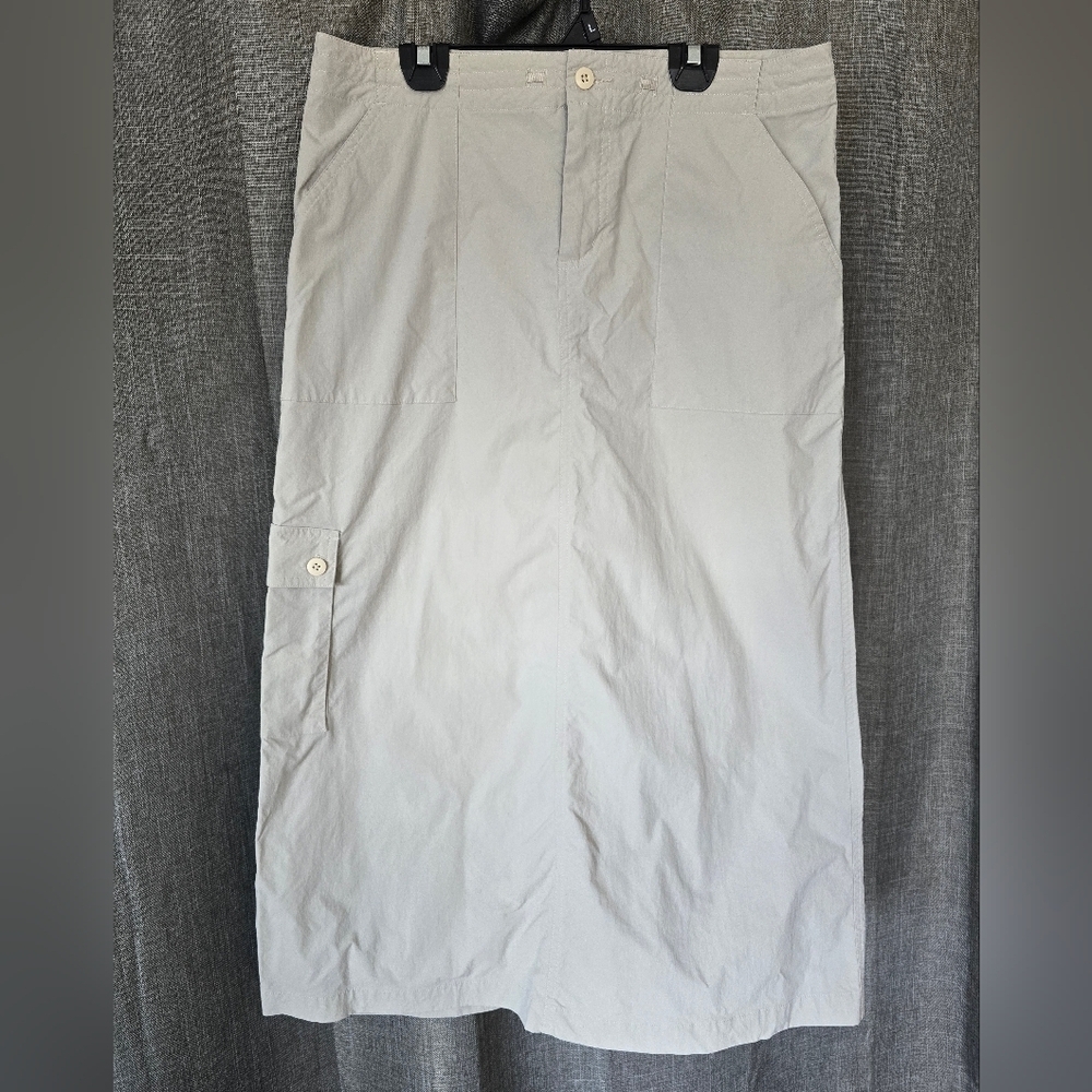Patagonia Nylon Cargo Maxi Skirt Size 8 Light Grey Slit Y2k